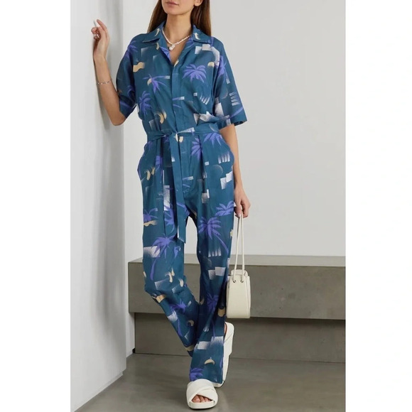 Paradised blue Apres beach jumpsuit zipper front size XS excellent condition - Picture 2 of 8